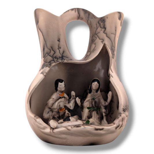 Horsehair Pottery Nativity Wedding Vase