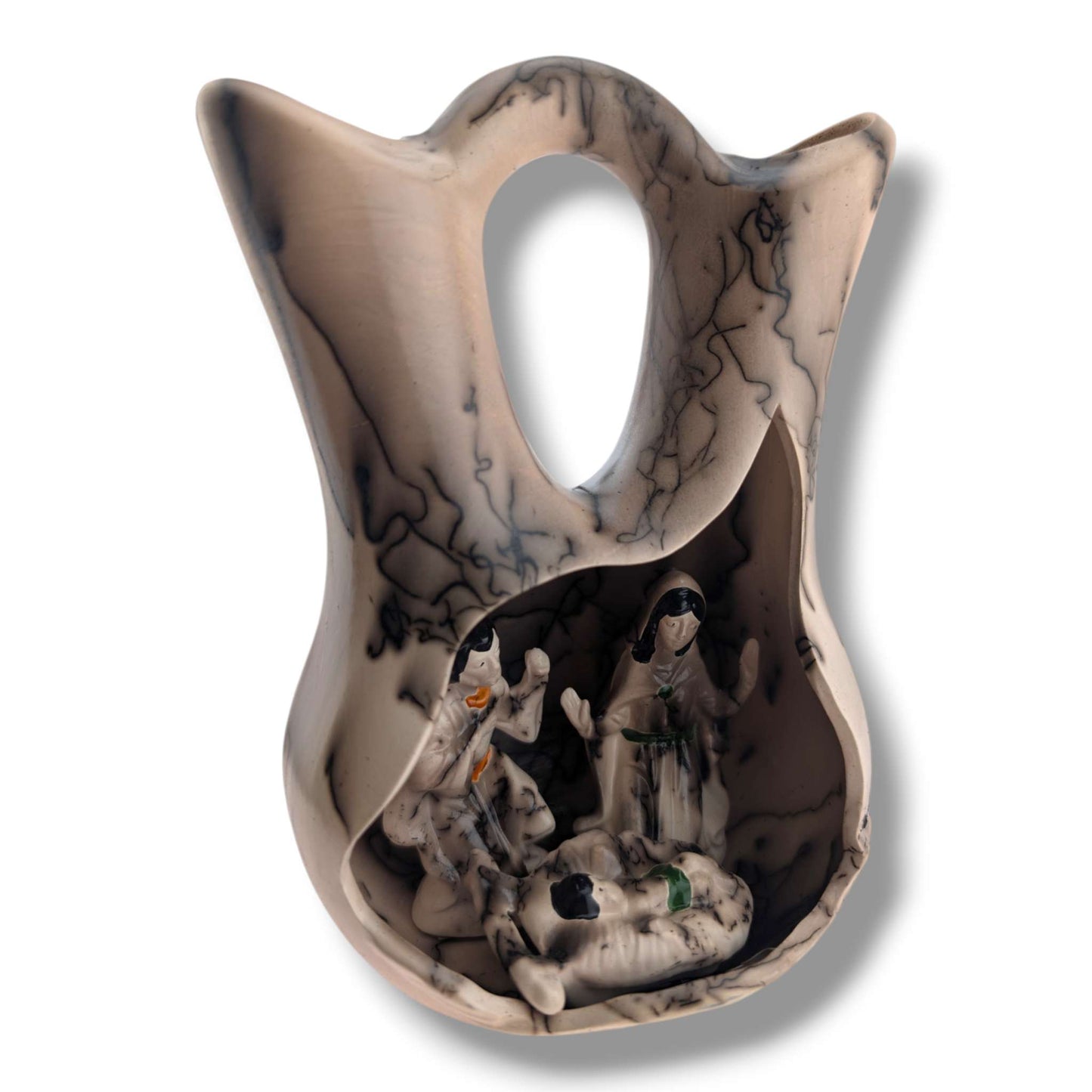 Horsehair Pottery Nativity Wedding Vase