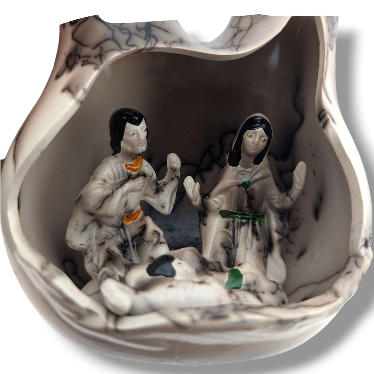 Horsehair Pottery Nativity Wedding Vase