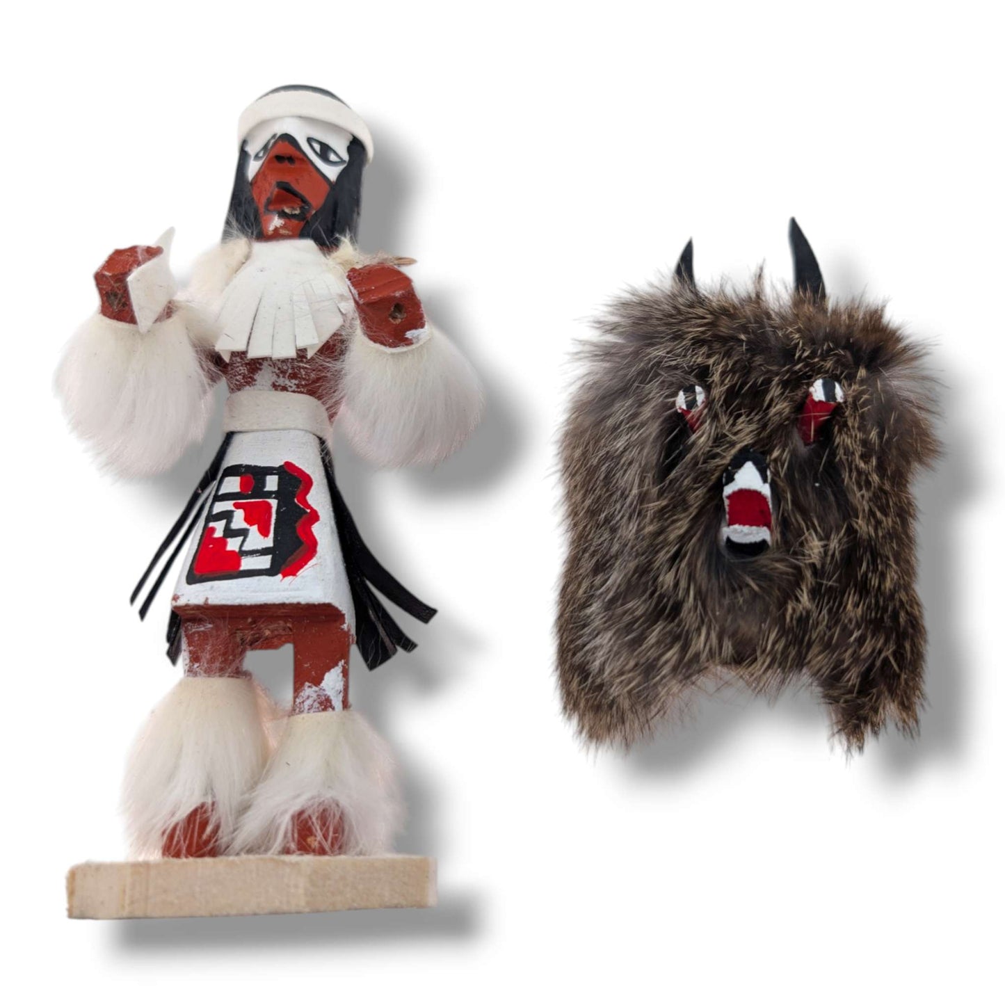 6 Inch Wolf Kachina Doll with Detachable Mask