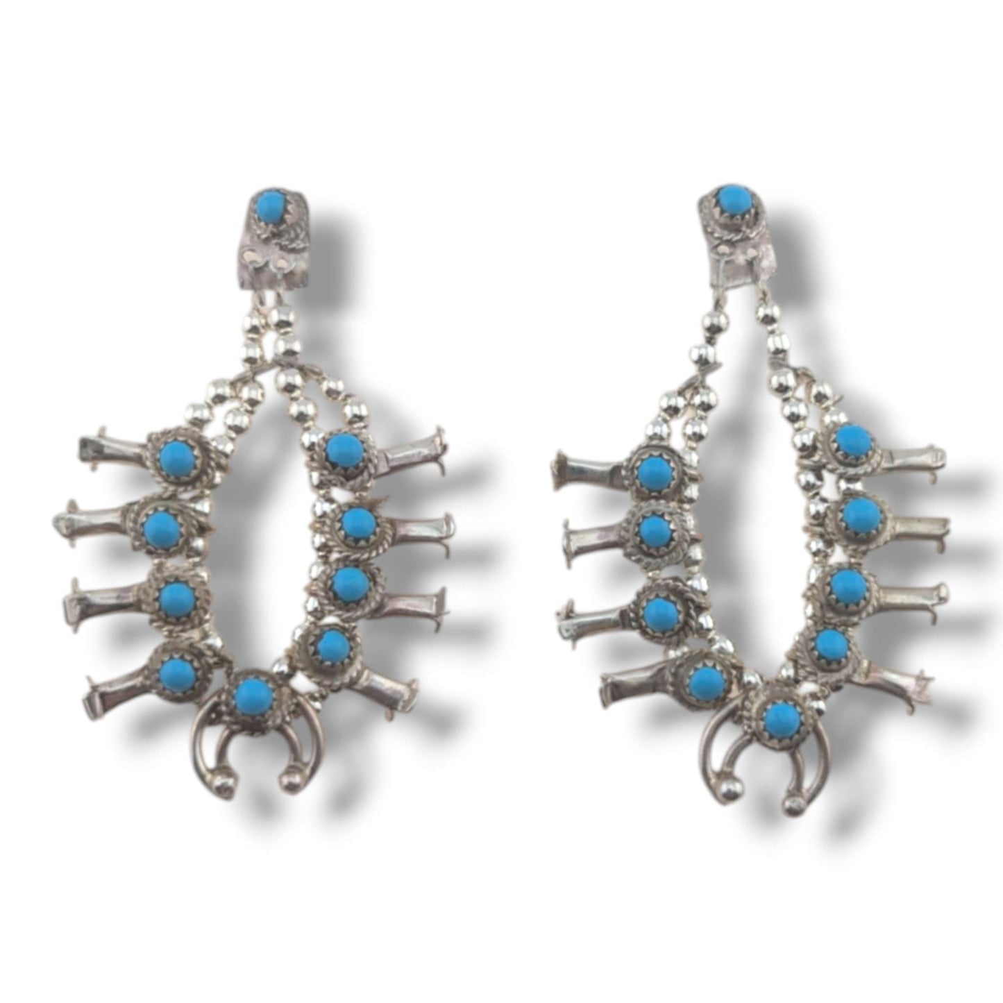 Navajo Mini Squash Blossom Post Earrings by Larry Curley