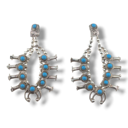 Navajo Mini Squash Blossom Post Earrings by Larry Curley