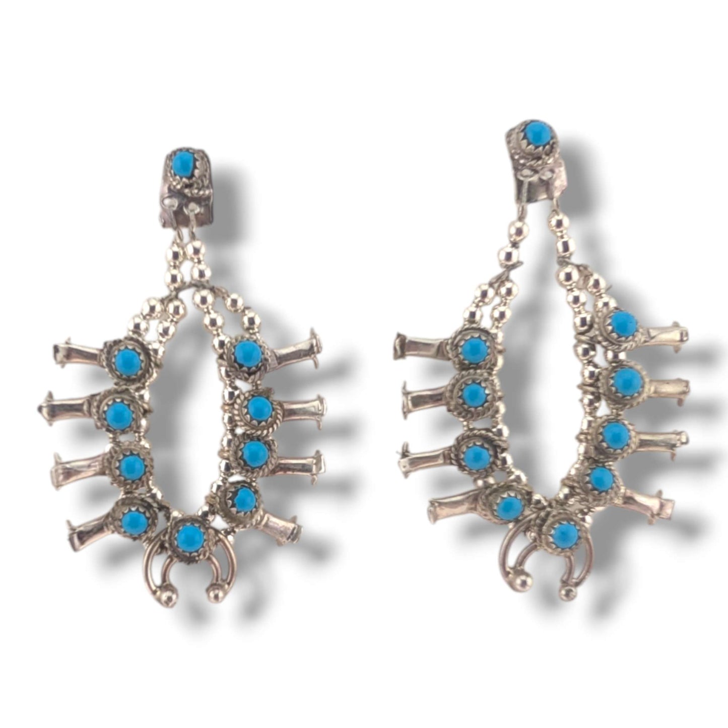Navajo Mini Squash Blossom Post Earrings by Larry Curley