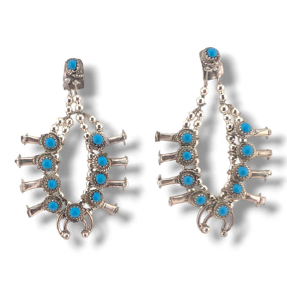 Navajo Mini Squash Blossom Post Earrings by Larry Curley