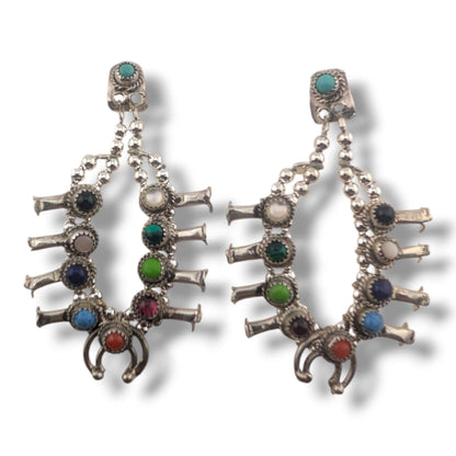 Navajo Mini Squash Blossom Post Earrings by Larry Curley