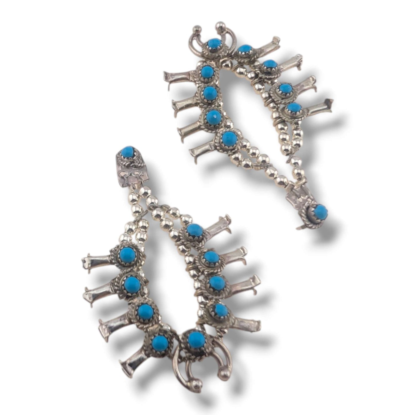 Navajo Mini Squash Blossom Post Earrings by Larry Curley