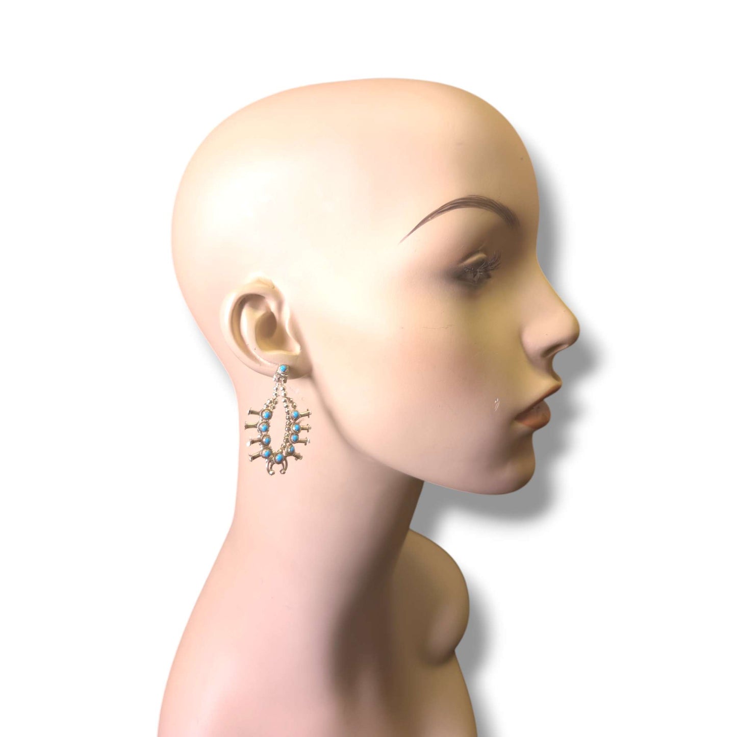 Navajo Mini Squash Blossom Post Earrings by Larry Curley