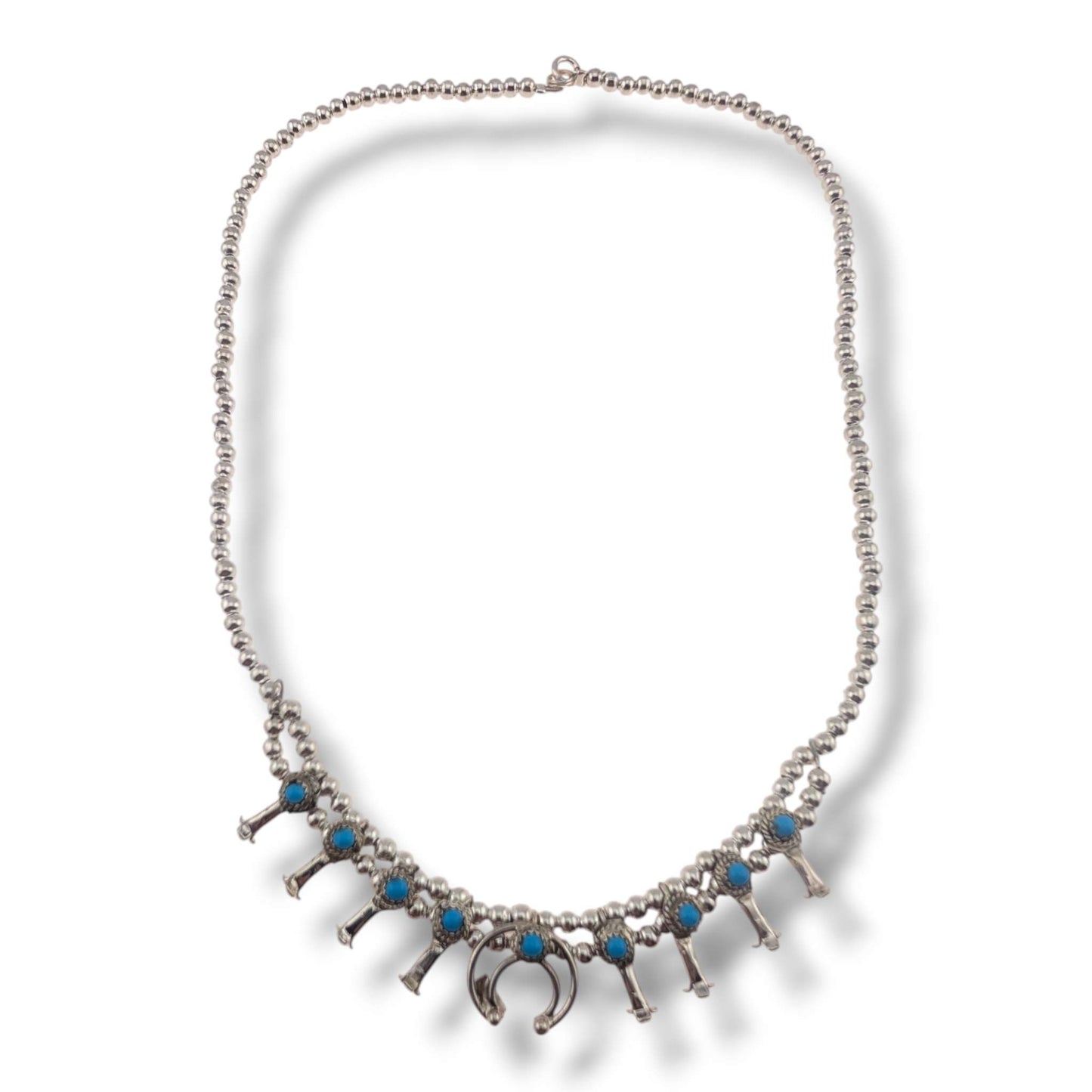 Navajo Mini Squash Blossom Necklace by Larry Curley