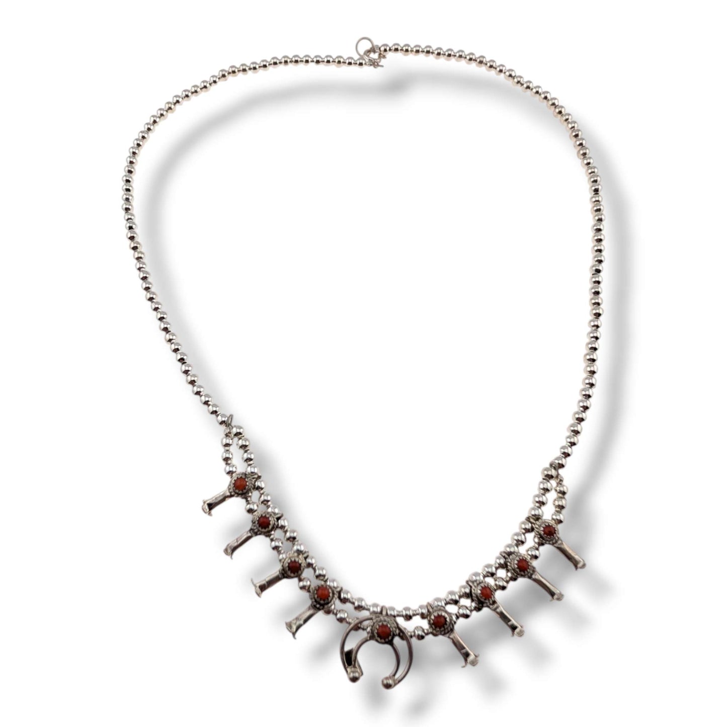 Navajo Mini Squash Blossom Necklace by Larry Curley