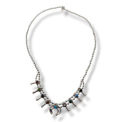 Navajo Mini Squash Blossom Necklace by Larry Curley