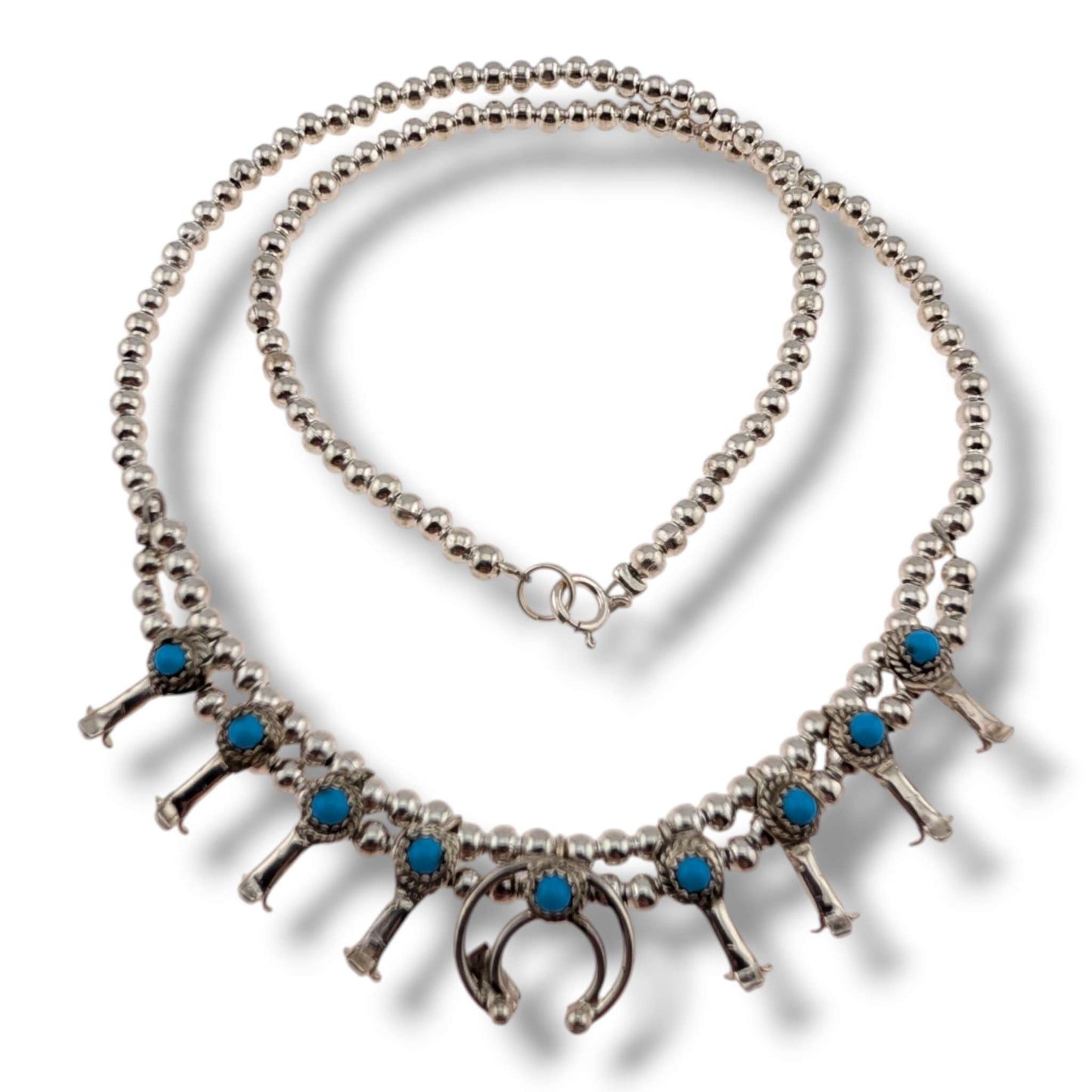 Navajo Mini Squash Blossom Necklace by Larry Curley