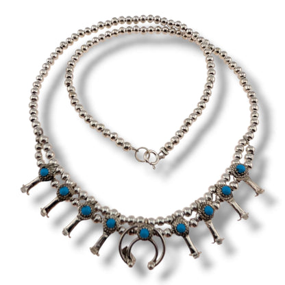 Navajo Mini Squash Blossom Necklace by Larry Curley