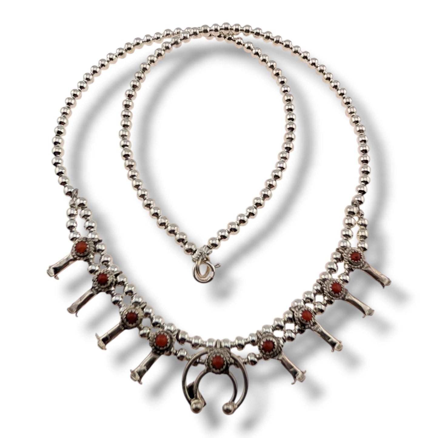 Navajo Mini Squash Blossom Necklace by Larry Curley