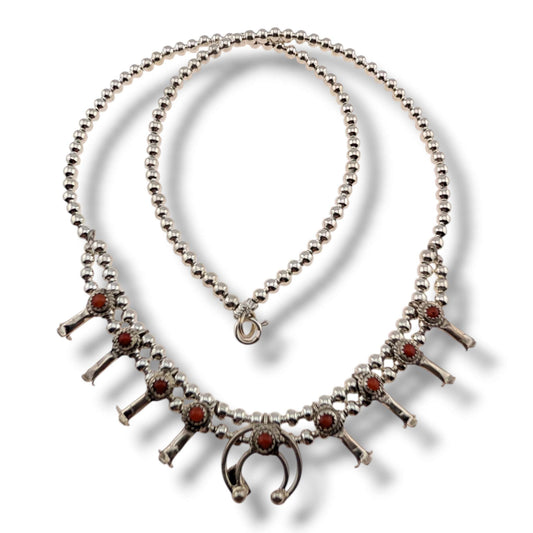 Navajo Mini Squash Blossom Necklace by Larry Curley