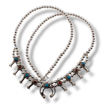 Navajo Mini Squash Blossom Necklace by Larry Curley