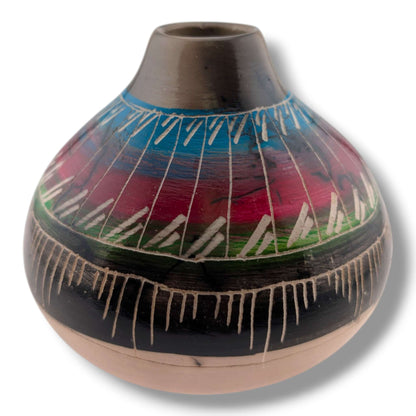 Navajo Hand-Etched Horsehair Pottery Vase by Ben Billy