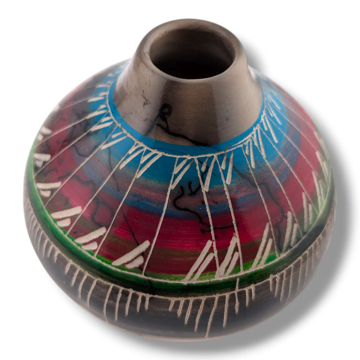 Navajo Hand-Etched Horsehair Pottery Vase by Ben Billy