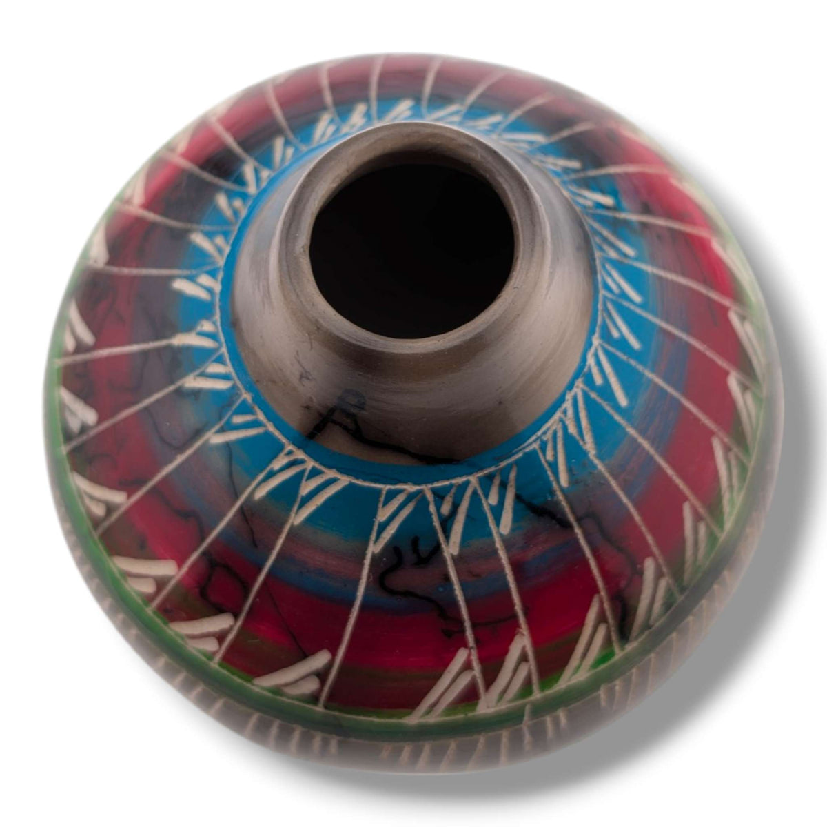 Navajo Hand-Etched Horsehair Pottery Vase by Ben Billy