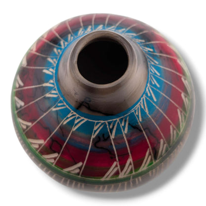 Navajo Hand-Etched Horsehair Pottery Vase by Ben Billy