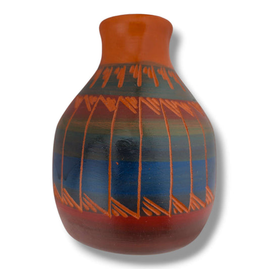 Navajo Hand-Etched Pottery Tall Ovoid Vase by Ben Billy