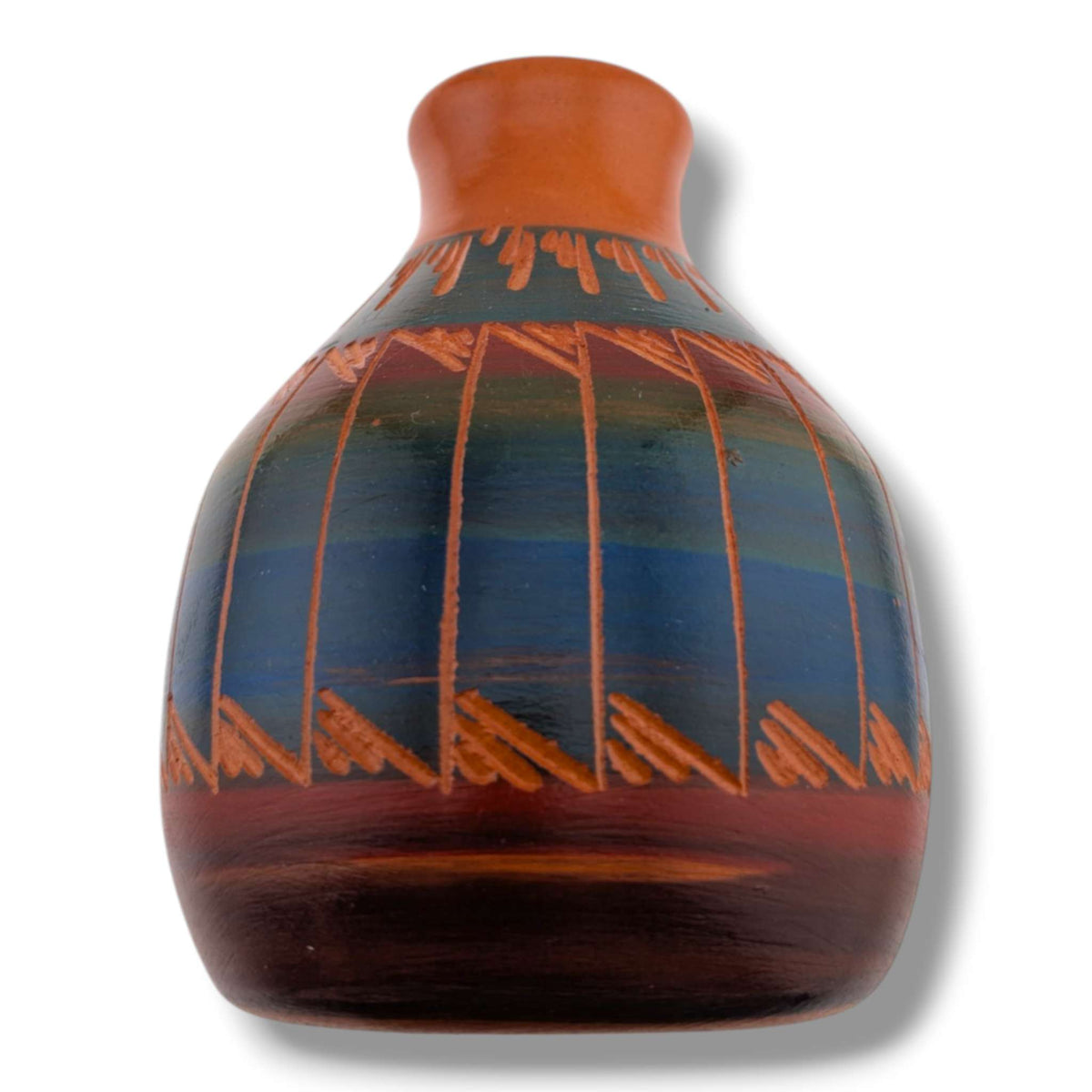Navajo Hand-Etched Pottery Tall Ovoid Vase by Ben Billy