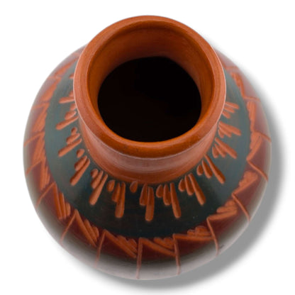 Navajo Hand-Etched Pottery Tall Ovoid Vase by Ben Billy