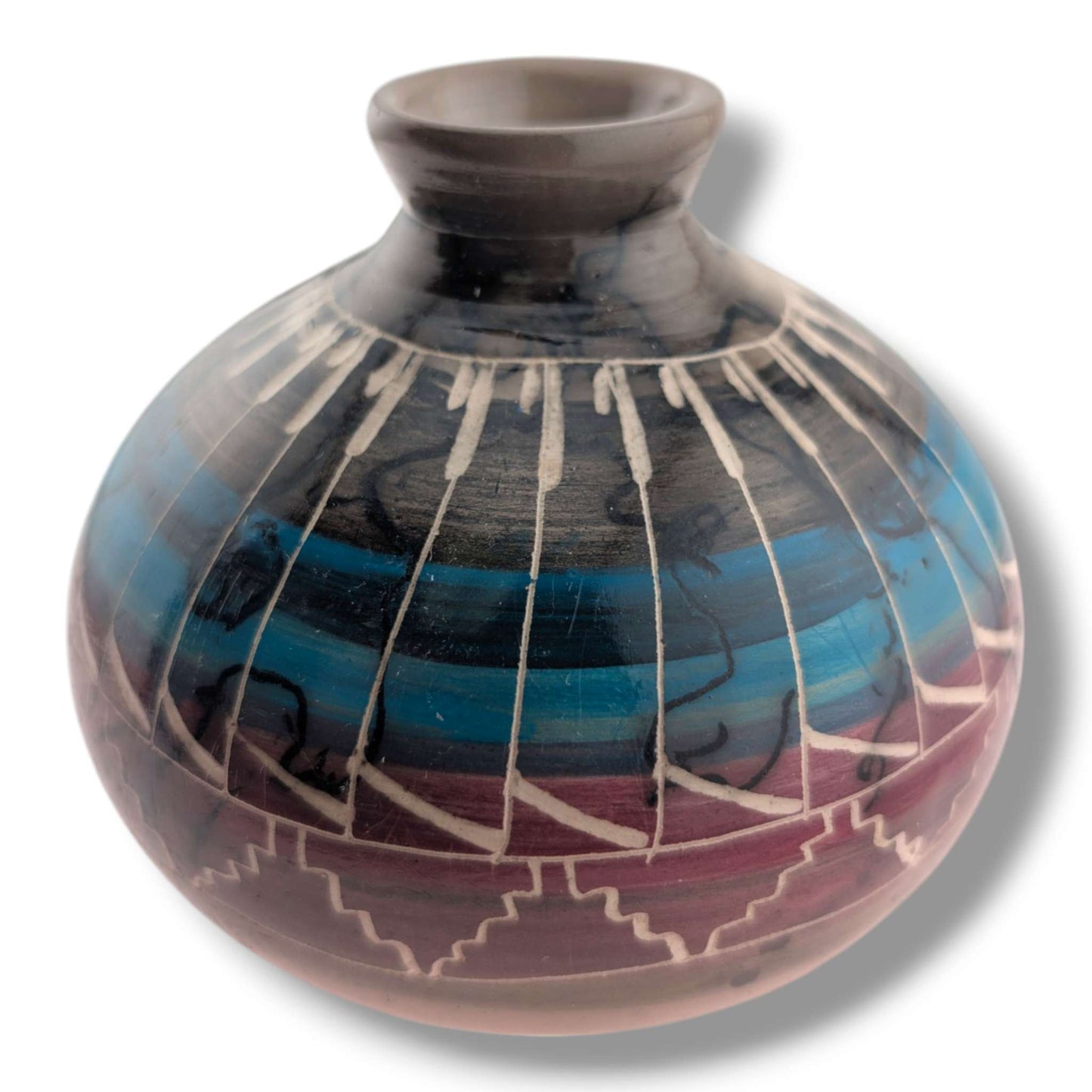Navajo Hand-Etched Horsehair Seed Pot by Ben Billy