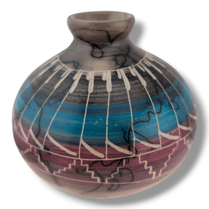 Navajo Hand-Etched Horsehair Seed Pot by Ben Billy
