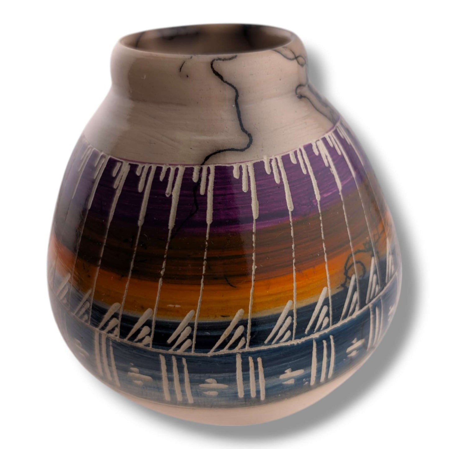 Navajo Hand-Etched Horsehair Vase by Ben Billy
