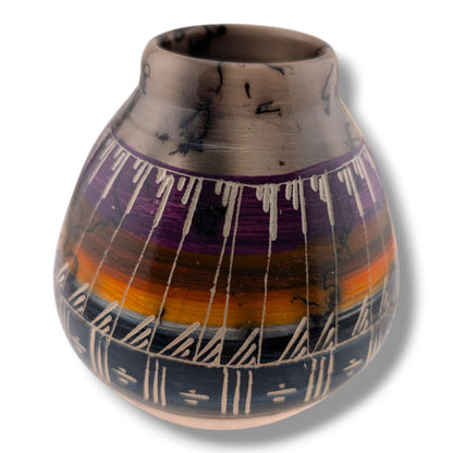 Navajo Hand-Etched Horsehair Vase by Ben Billy