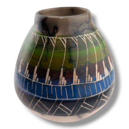 Navajo Hand-Etched Horsehair Vase by Ben Billy (As-Is)