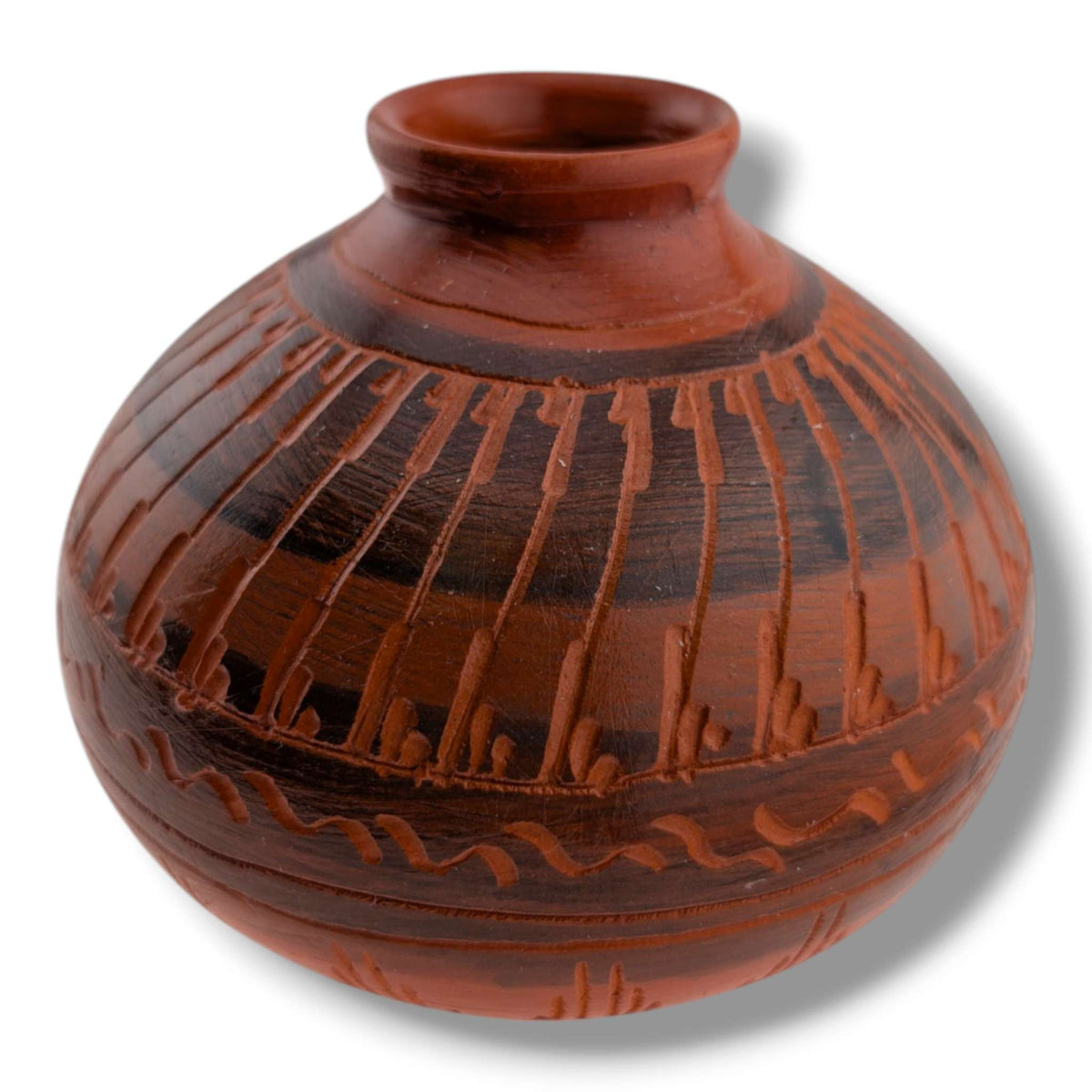 Navajo Hand-Etched Terracotta Seed Pot by Ben Billy