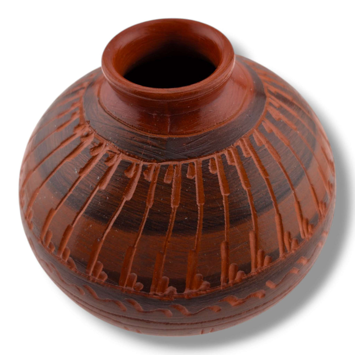 Navajo Hand-Etched Terracotta Seed Pot by Ben Billy