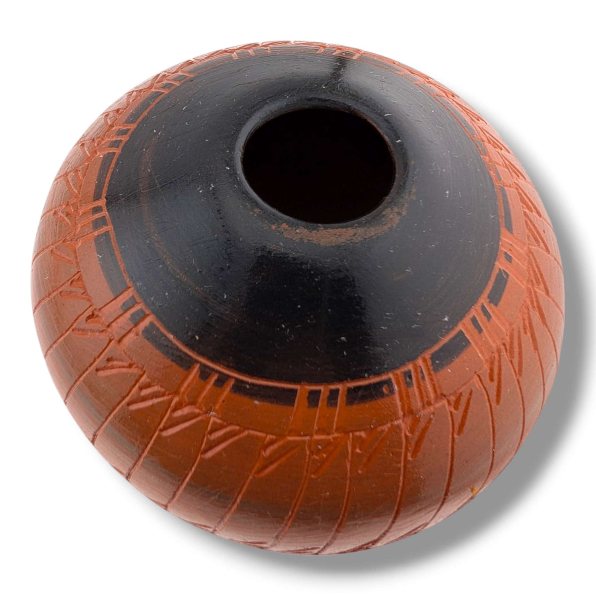Navajo Hand-Etched Terracotta Round Seed Pot by Ben Billy (As-Is)