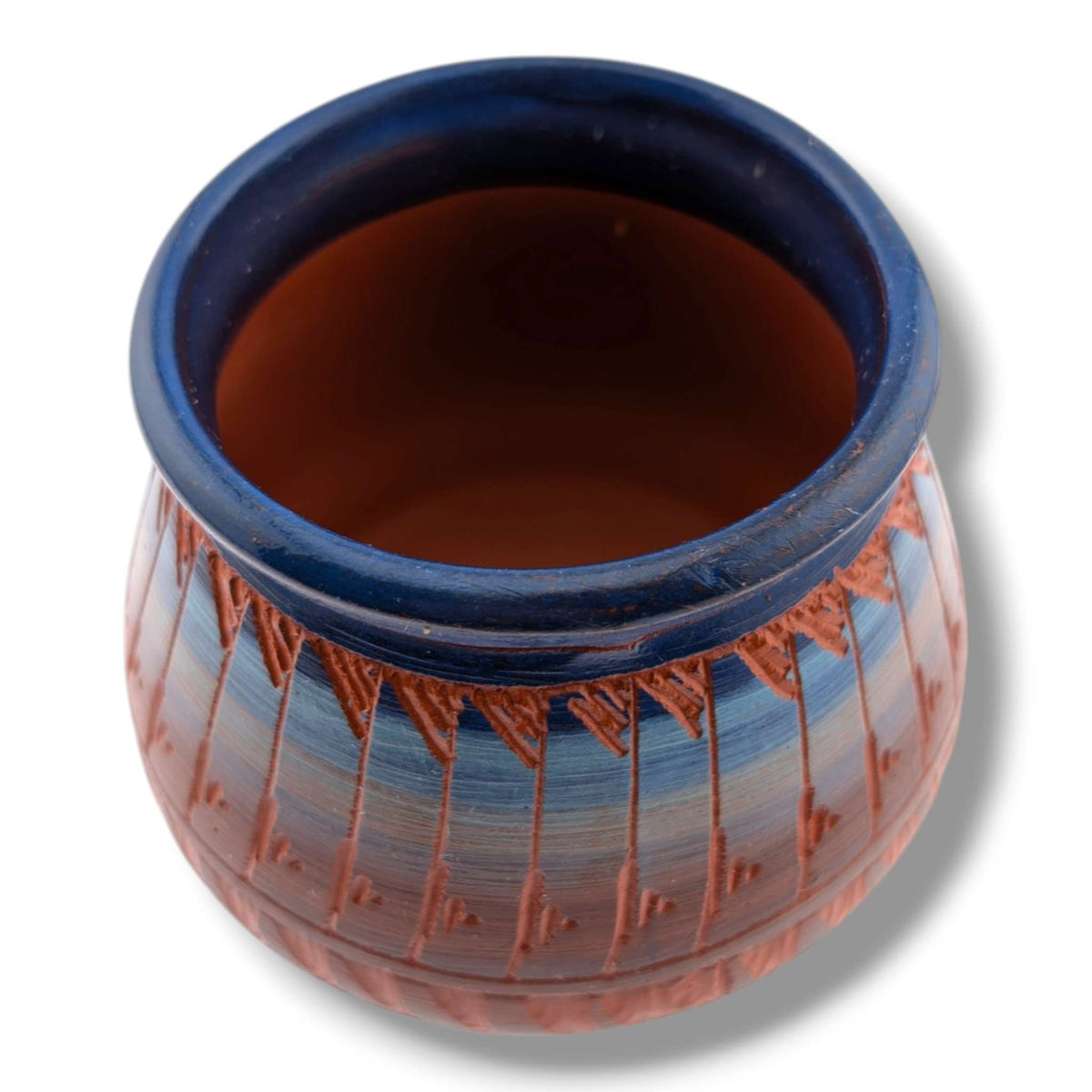 Navajo Hand-Etched Blue Gradient Vase by Ben Billy