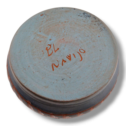 Navajo Hand-Etched Blue Gradient Vase by Ben Billy