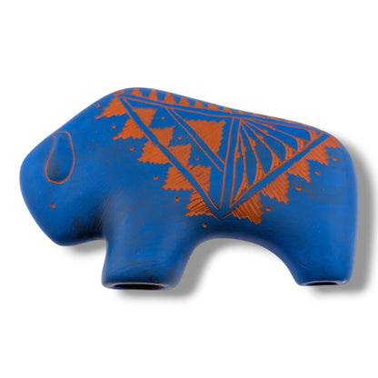 Navajo Hand-Etched Buffalo Sculpture by Ben Billy