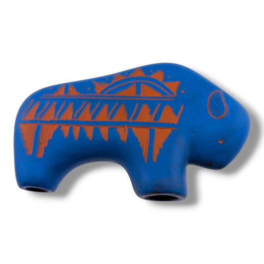 Navajo Hand-Etched Buffalo Sculpture by Ben Billy