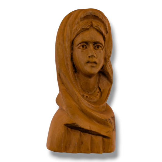 Hand-Carved Olive Wood Virgin Mary Sculpture