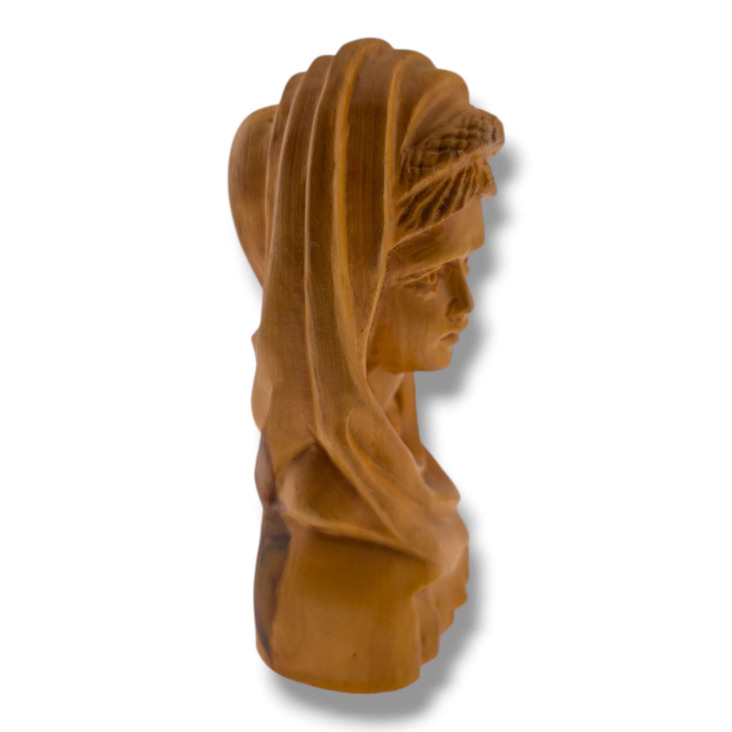 Hand-Carved Olive Wood Virgin Mary Sculpture