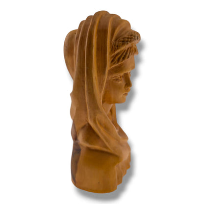 Hand-Carved Olive Wood Virgin Mary Sculpture