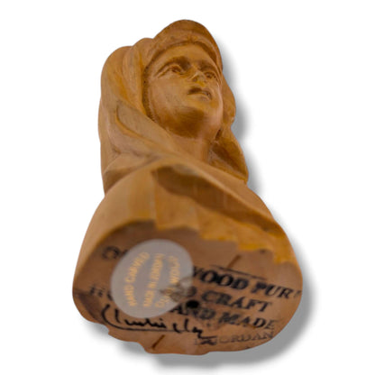Hand-Carved Olive Wood Virgin Mary Sculpture