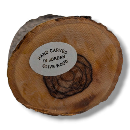 Olive Wood Holy Family Plaque with Metallic Relief