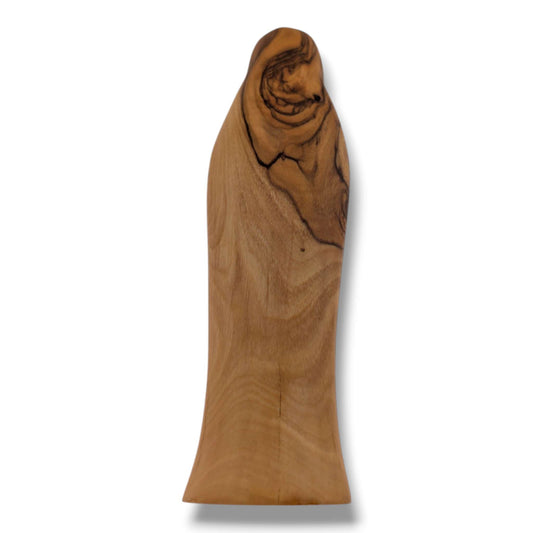 Hand-Carved Olive Wood Contemporary Virgin Mary Sculpture