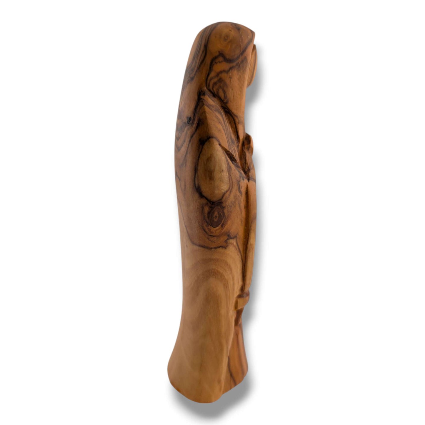 Hand-Carved Olive Wood Contemporary Virgin Mary Sculpture