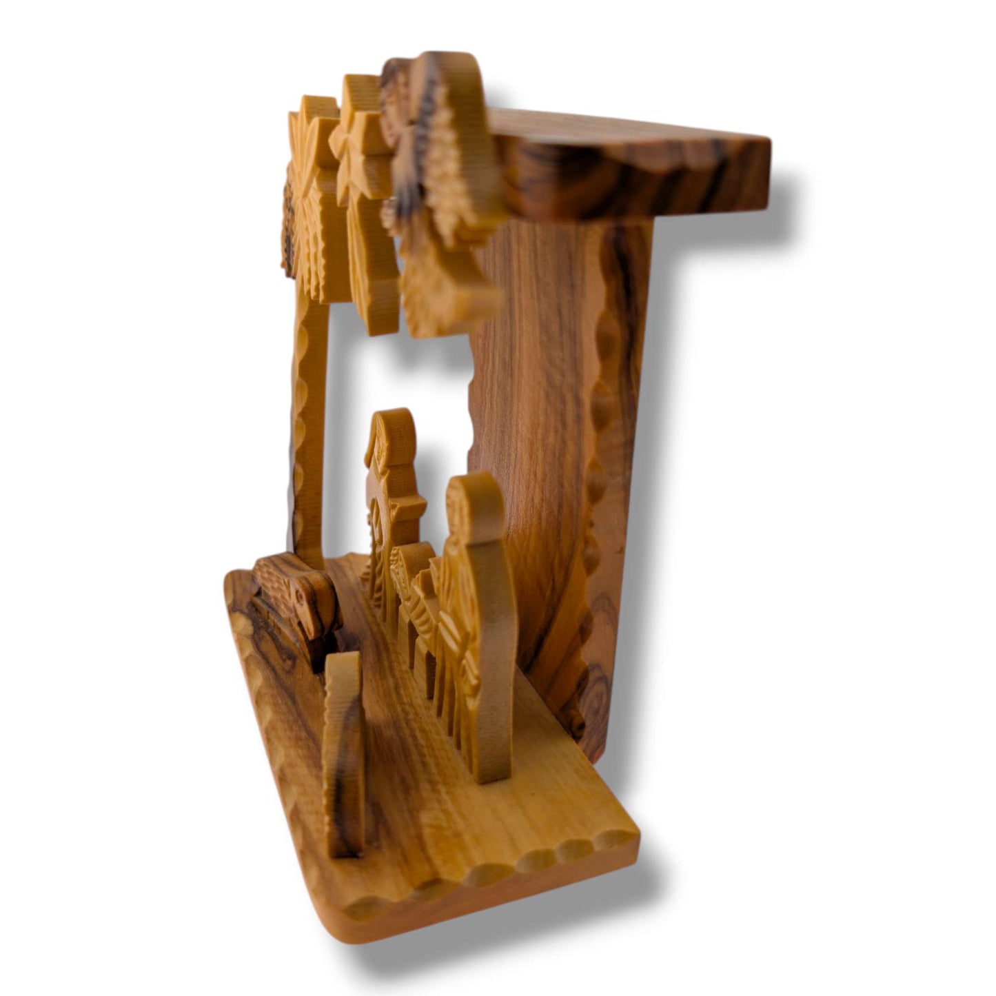 Hand-Carved Olive Wood Nativity Scene Sculpture