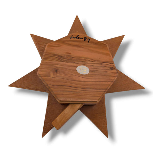 Hand-Carved Olive Wood Eight-Pointed Star Nativity Scene by Salim