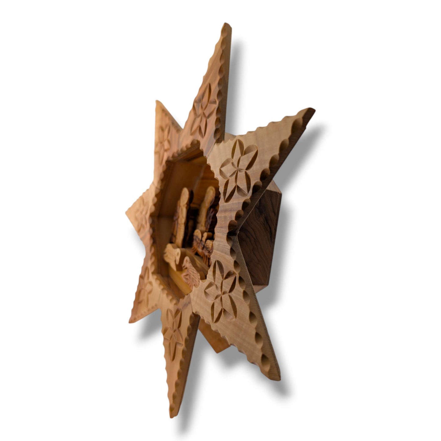 Hand-Carved Olive Wood Eight-Pointed Star Nativity Scene by Salim