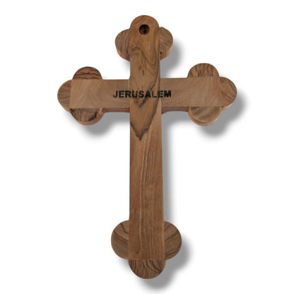Hand-Carved Olive Wood Crucifix with Silver Corpus and Incense Relic
