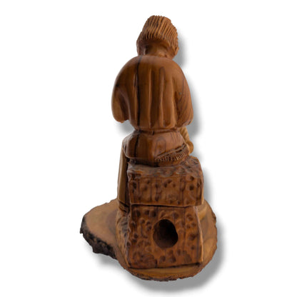 Hand-Carved Olive Wood Jesus Washing Peter's Feet Sculpture